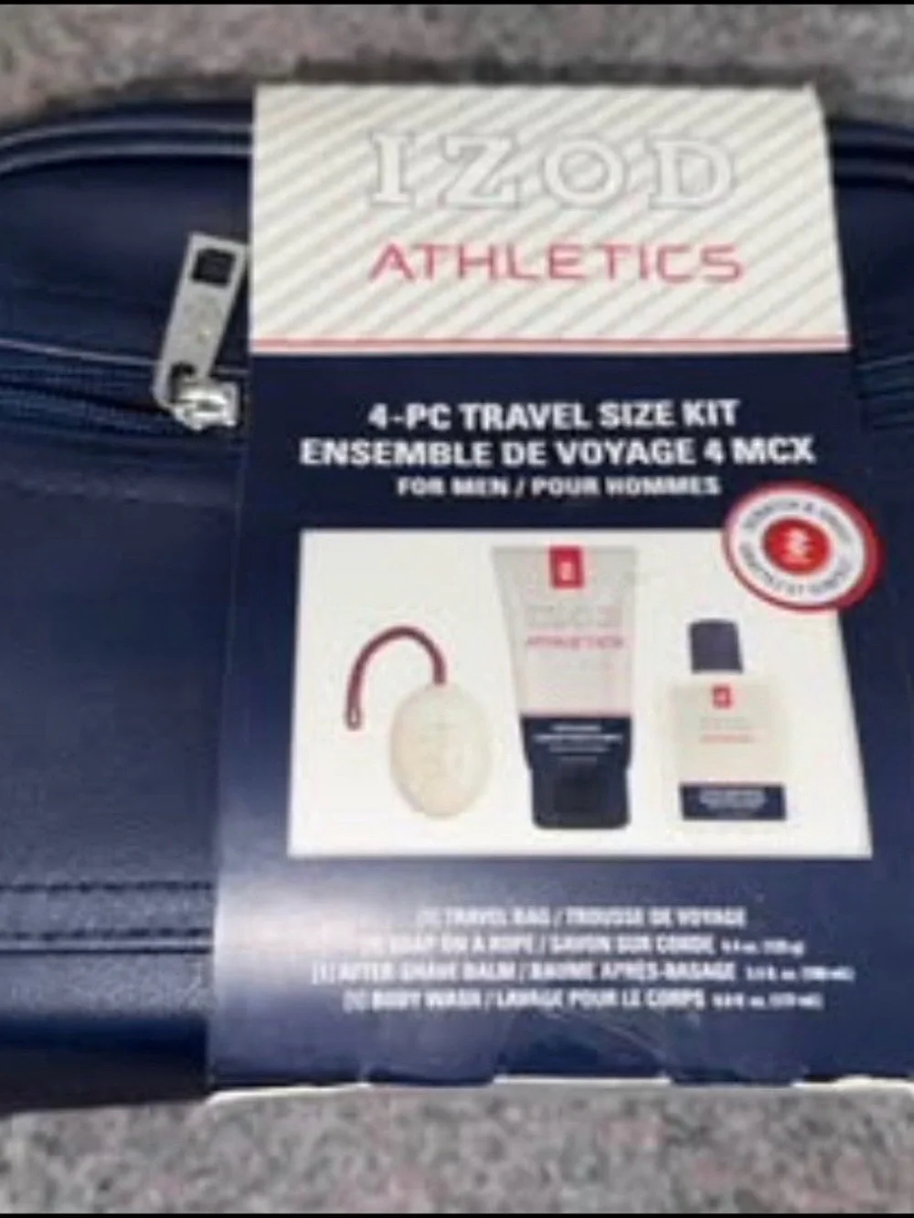 IZOD Athletics 4-PC Travel Size Kit - Navy. G4